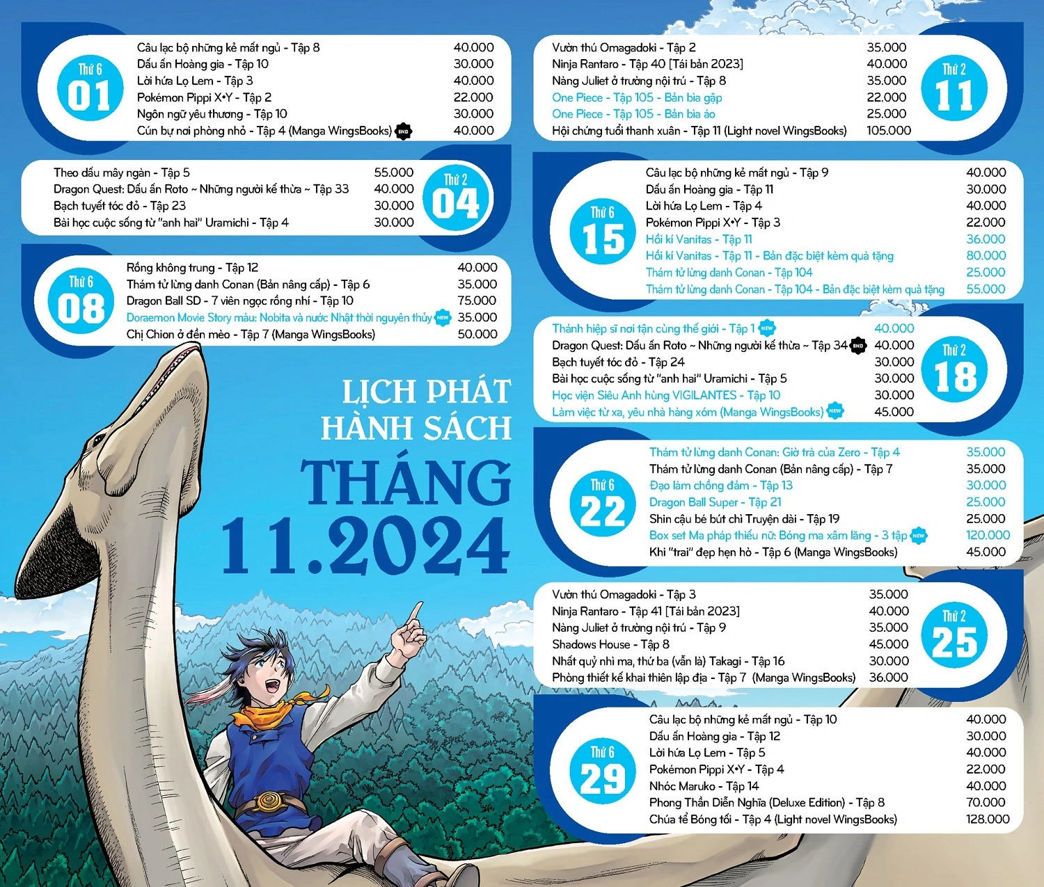 lịch phát hành truyện tranh kim đồng tháng 11/2024